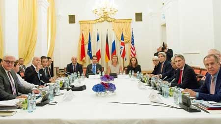 Toàn cảnh vòng đàm phán về vấn đề hạt nhân giữa Iran và nhóm P5+1 tại Vienna, Áo ngày 7/7.